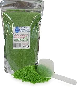 Baking Beauty and Beyond Premium Candy Floss Sugar 400g - Christmas Green Bubblegum Flavour