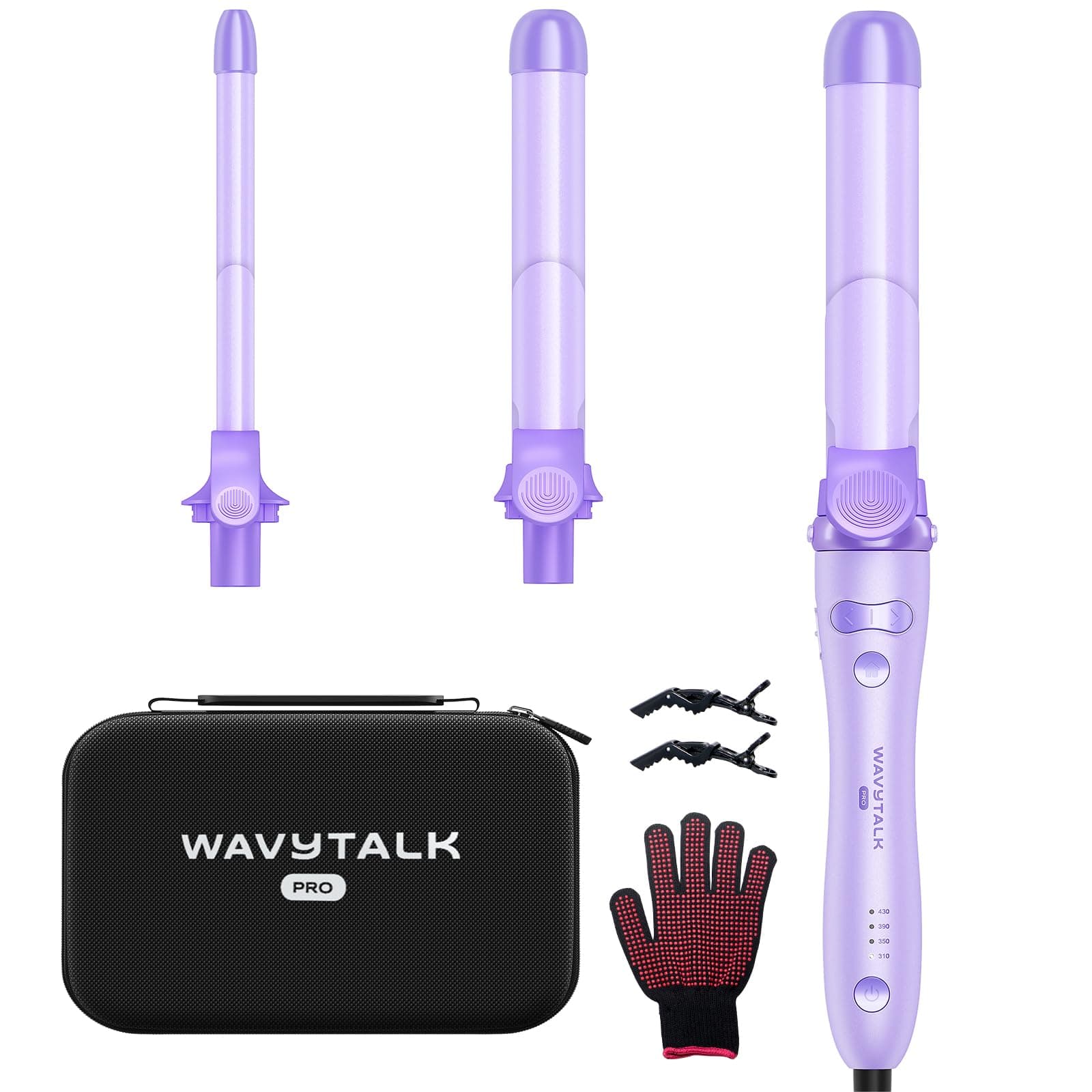 Wavytalk Rotating Curling Iron Set, Curlmaker Pro, Automatic Hair Curler with 3 Sizes Ceramic Barrel(0.5"-1"-1.25") for Tight & Spiral Curls and Beach Waves, Effortless Get Long-Lasting Styling,Purple