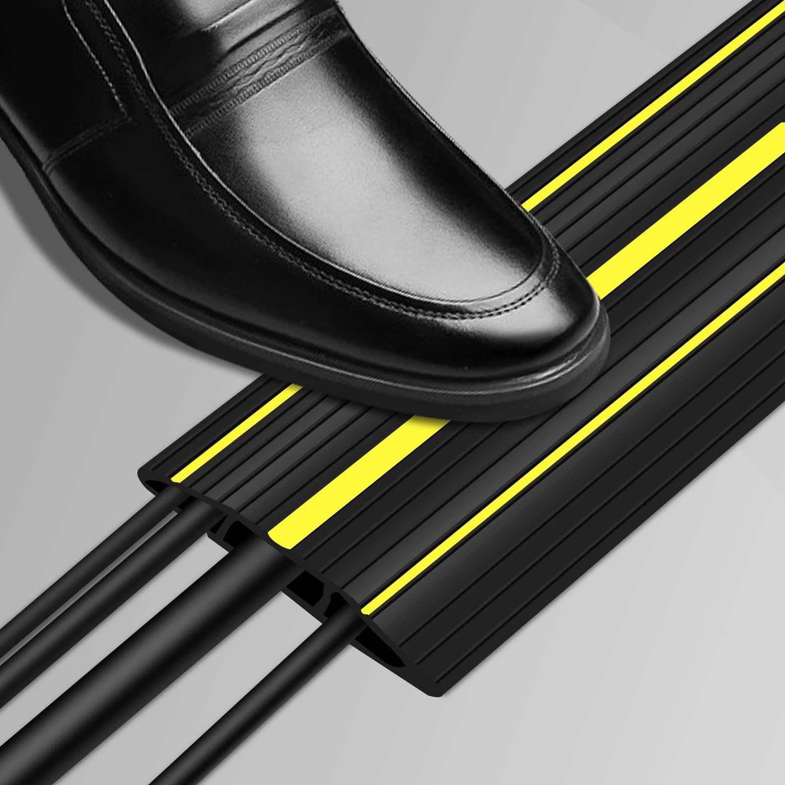 SEGNAYEN Floor Cable Protector, 2M Floor Cord Covers, Rubber Wire Cover, Outdoor Floor Cable Cover Protector, 3 Cord Channels for Offices, Retail, Gyms, Factories & Garages