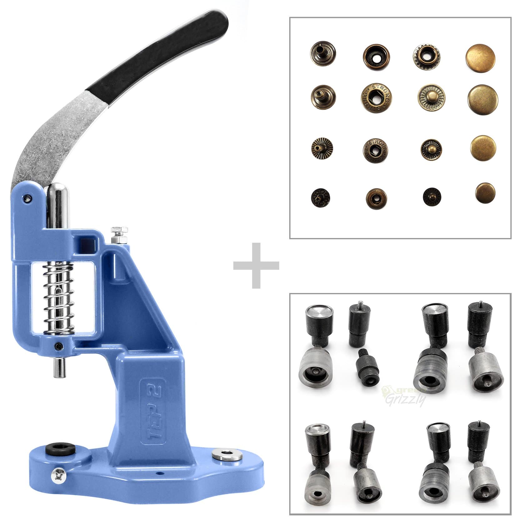 Universal hand press set for press studs fasteners and dies included S018 (Antique brass)