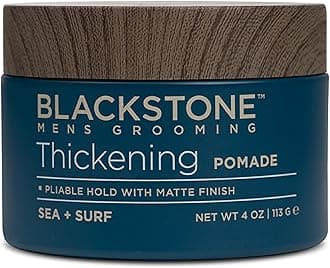 Blackstone Men's Grooming Hair Thickening Pomade - Pliable Hold with Matte Finish | Paraben & Cruelty-Free | Made in USA, Sea + Surf Scent (4 Oz)