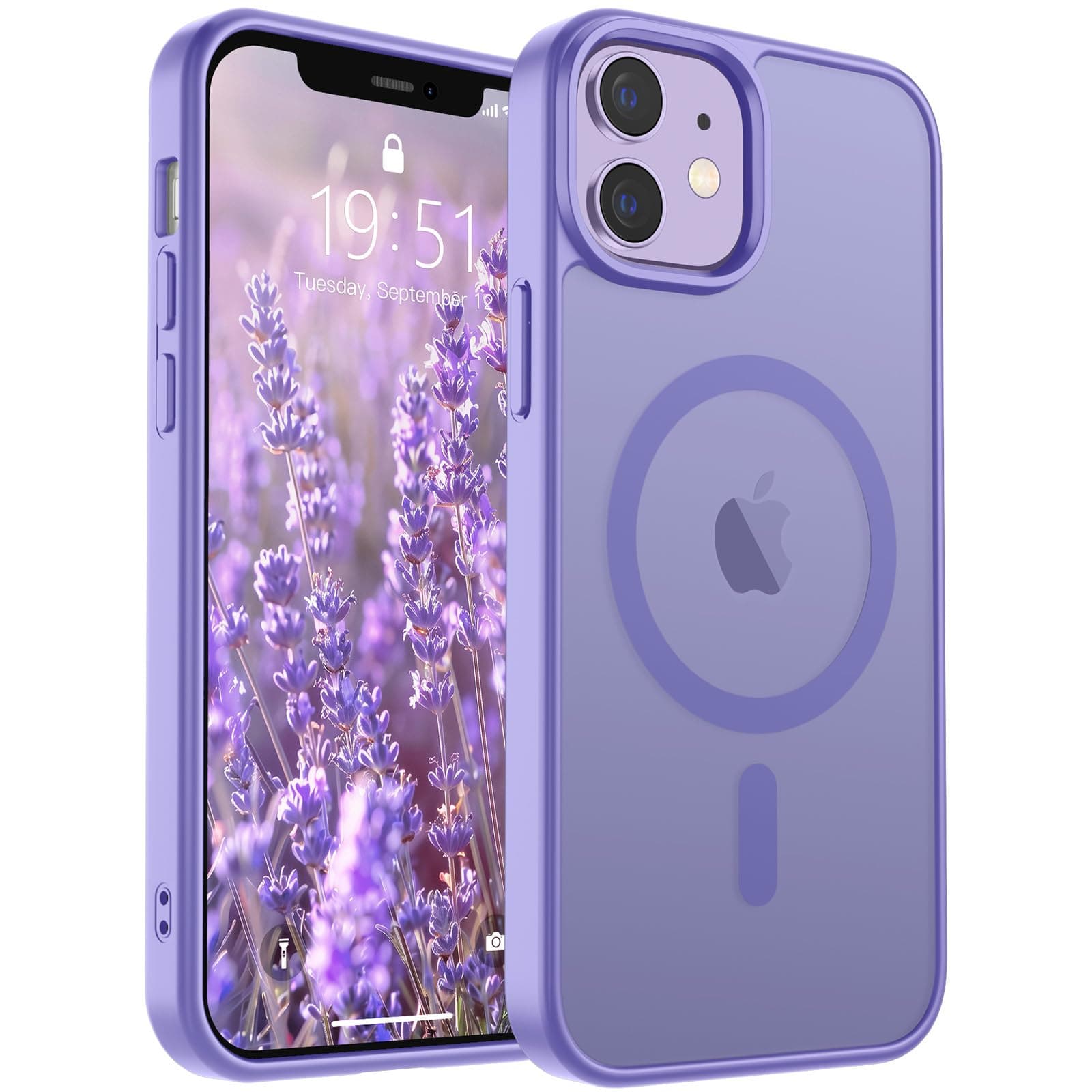 SUPFINE Magnetic for iPhone 12 Case/iPhone 12 Pro Case (Compatible with MagSafe) (Military Grade Drop Protection) Slim Translucent Matte Shockproof with Anti-Fingerprint Phone Case,Purple