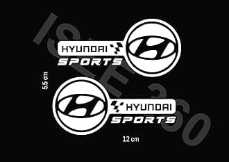 ISEE 360® Sticker for Car Exterior Rear View Mirror Bonnet Door Sides Bumper Compatible with Hyundai I20 I10 Xcent Verna Sports Decals L X H 12 X 5.5 Cms Pack of 2 (Black)