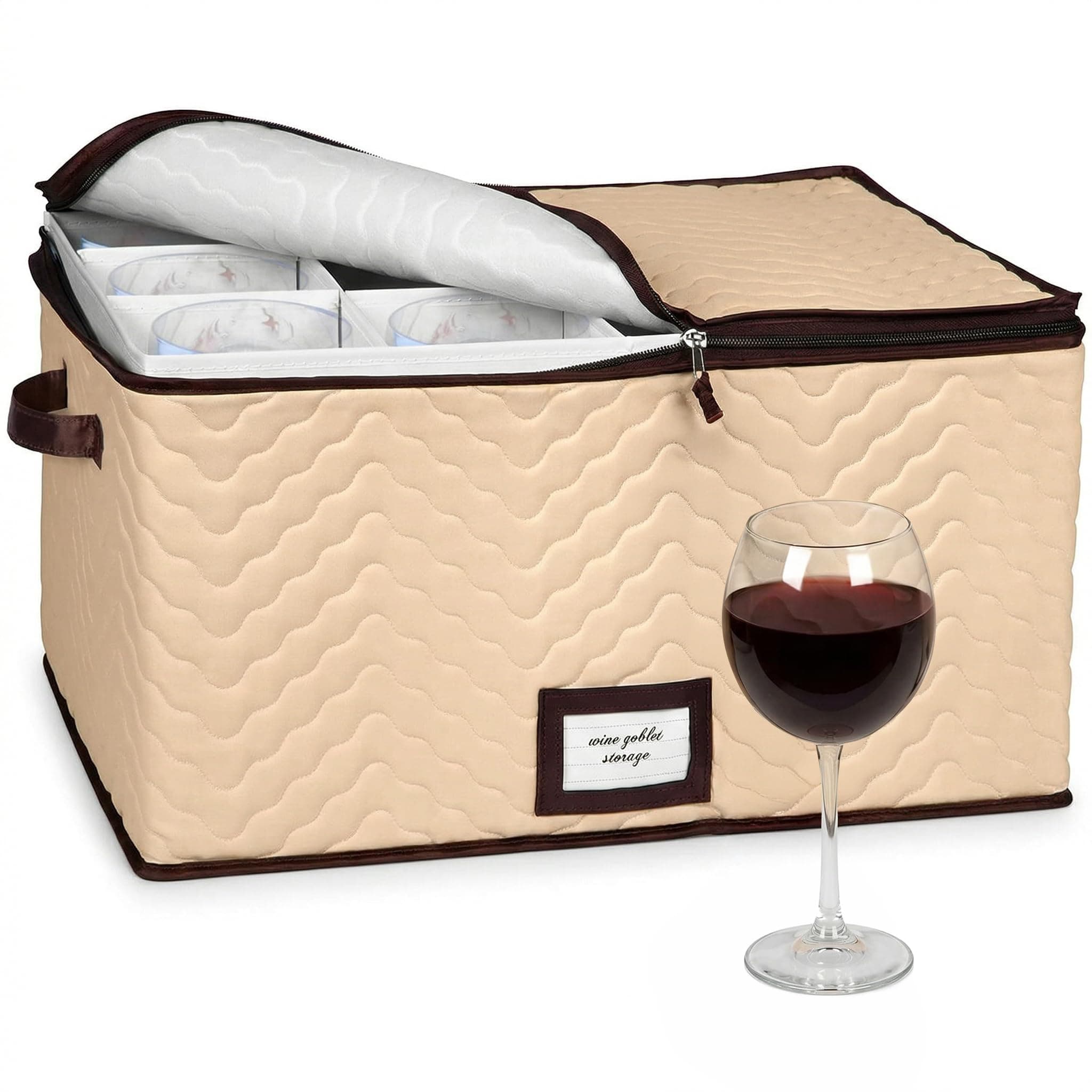 Stemware Storage Case for Wine Glasses and Crystal Glassware