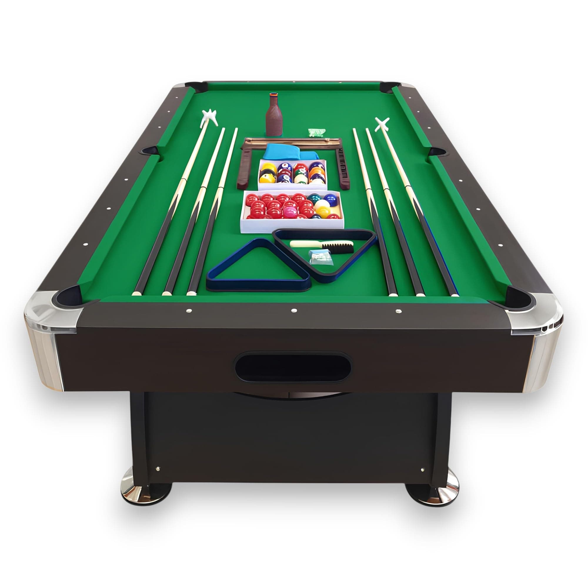 - 8 Foot Pool Table Modern Billiard Table with Green Felt, Automatic Ball Return and Accessories - Vintage Green
