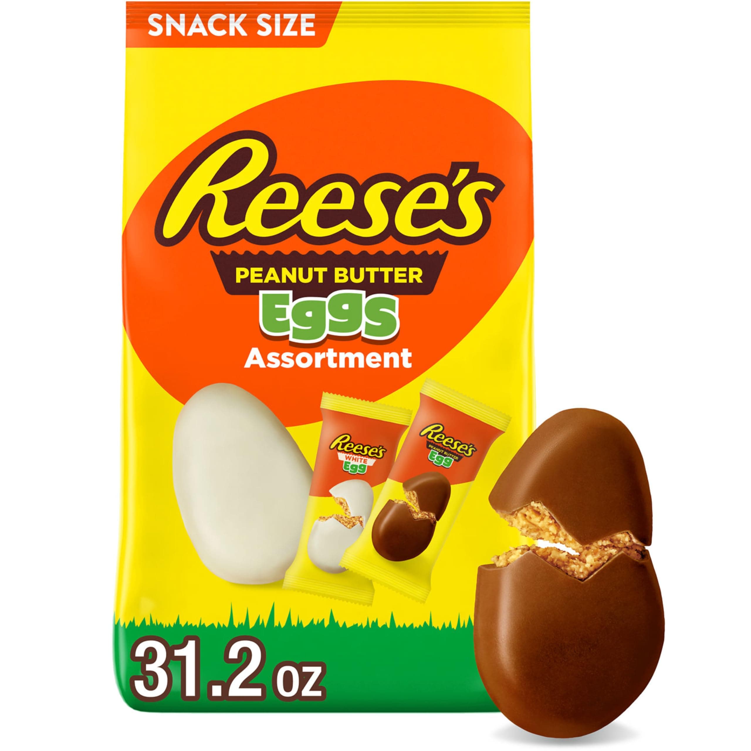 REESE'S Assorted Flavored Snack Size Peanut Butter Eggs, Easter Candy Bag, 31...
