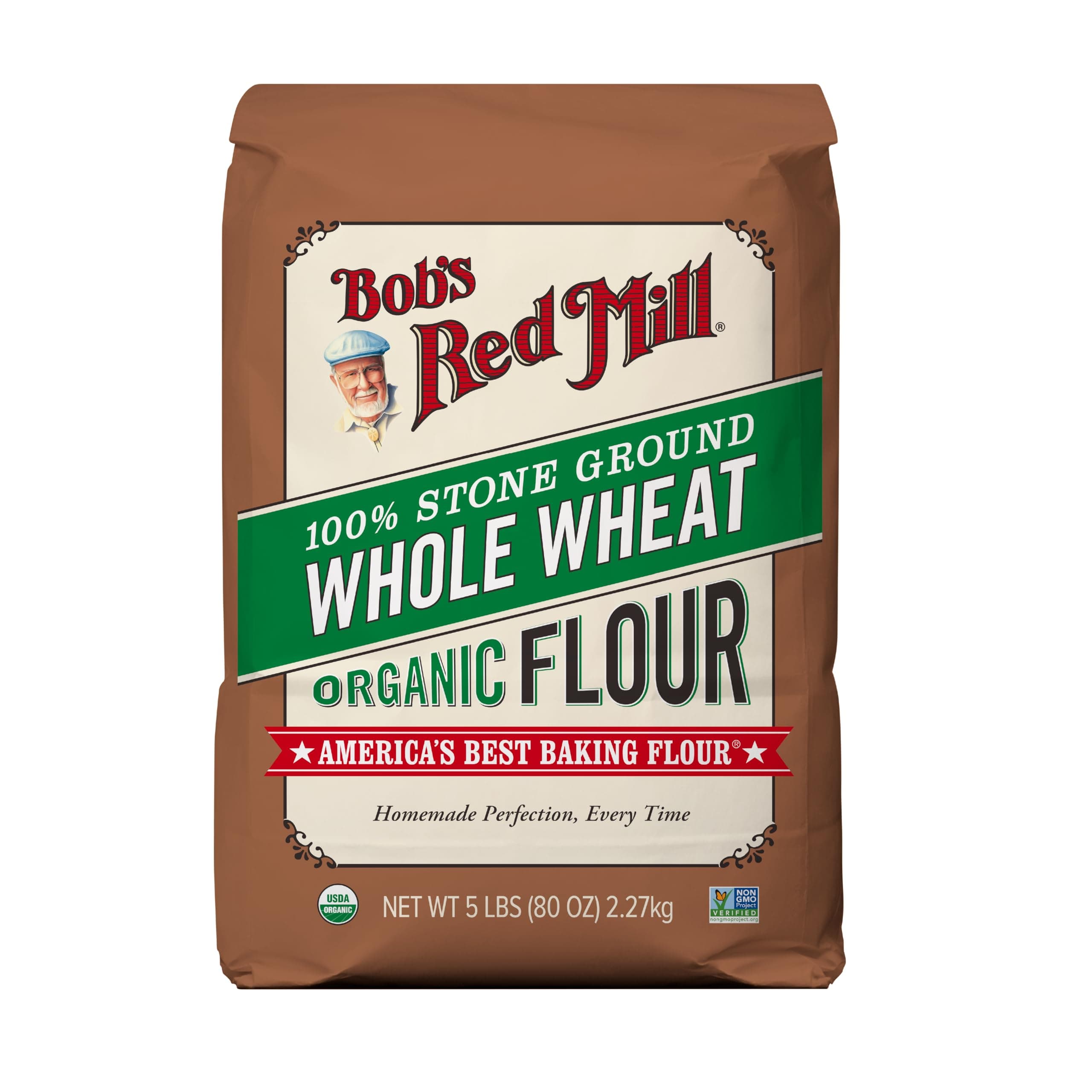 Bob's Red Mill Organic Whole Wheat Flour, 5lb (Pack of 1) - Non GMO, Whole Grain, Vegan, Kosher