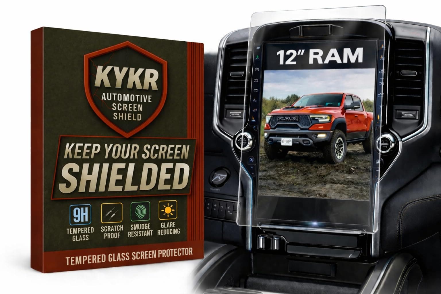 - Ram 1500 Screen Protector 12 Inch (2019–2026), Fits Dodge Ram 1500/2500/3500 Uconnect Display, HD Clear Gloss, 9H Tempered Glass, Scratch Resistant