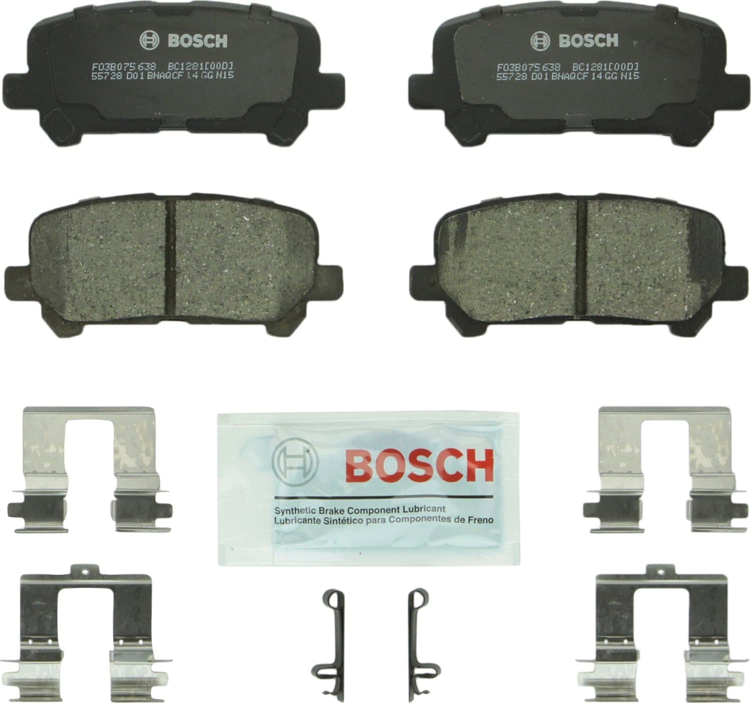 BOSCH BC1281 QuietCast Premium Ceramic Disc Brake Pad Set - Compatible with Select Acura MDX, ZDX; Honda Odyssey, Pilot; REAR