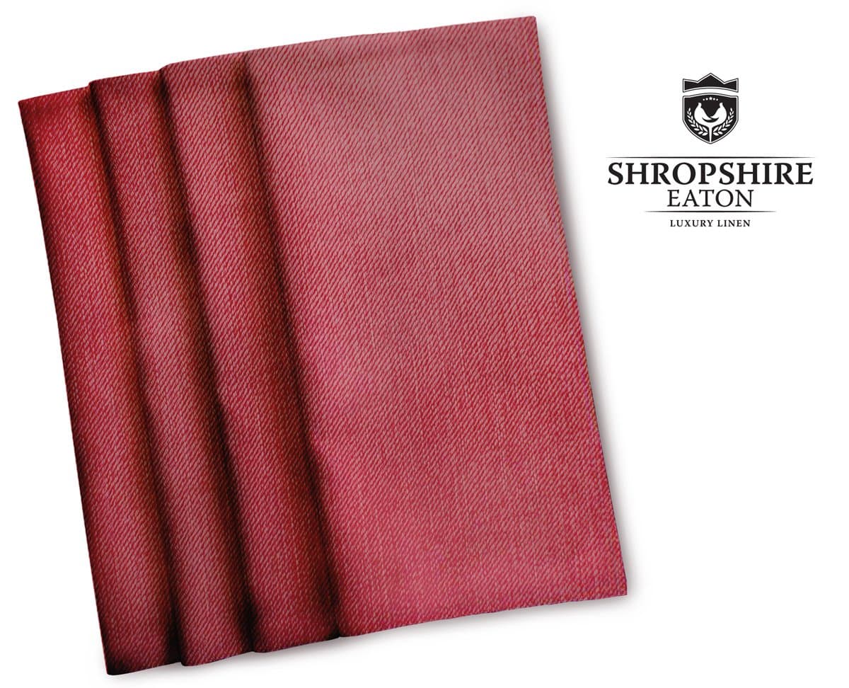 Cloth Dinner Napkins - Luxury Kitchen Linen for your Table - Set of 4 - Carnelian Red Chambray Cloth Napkins 18" x 18"