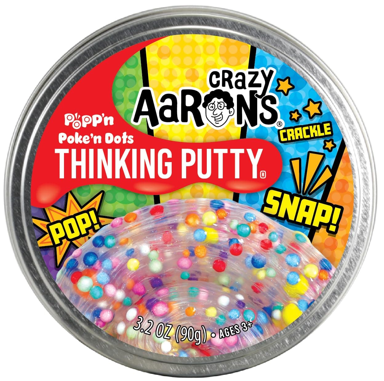 Poke'n Dots Thinking Putty, 4" Tin with 90g of Non-Toxic Sensory Play Putty which Never Dries Out, Soft Textured Creative Fidget Toy for Boys and Girls Ages 3Y+
