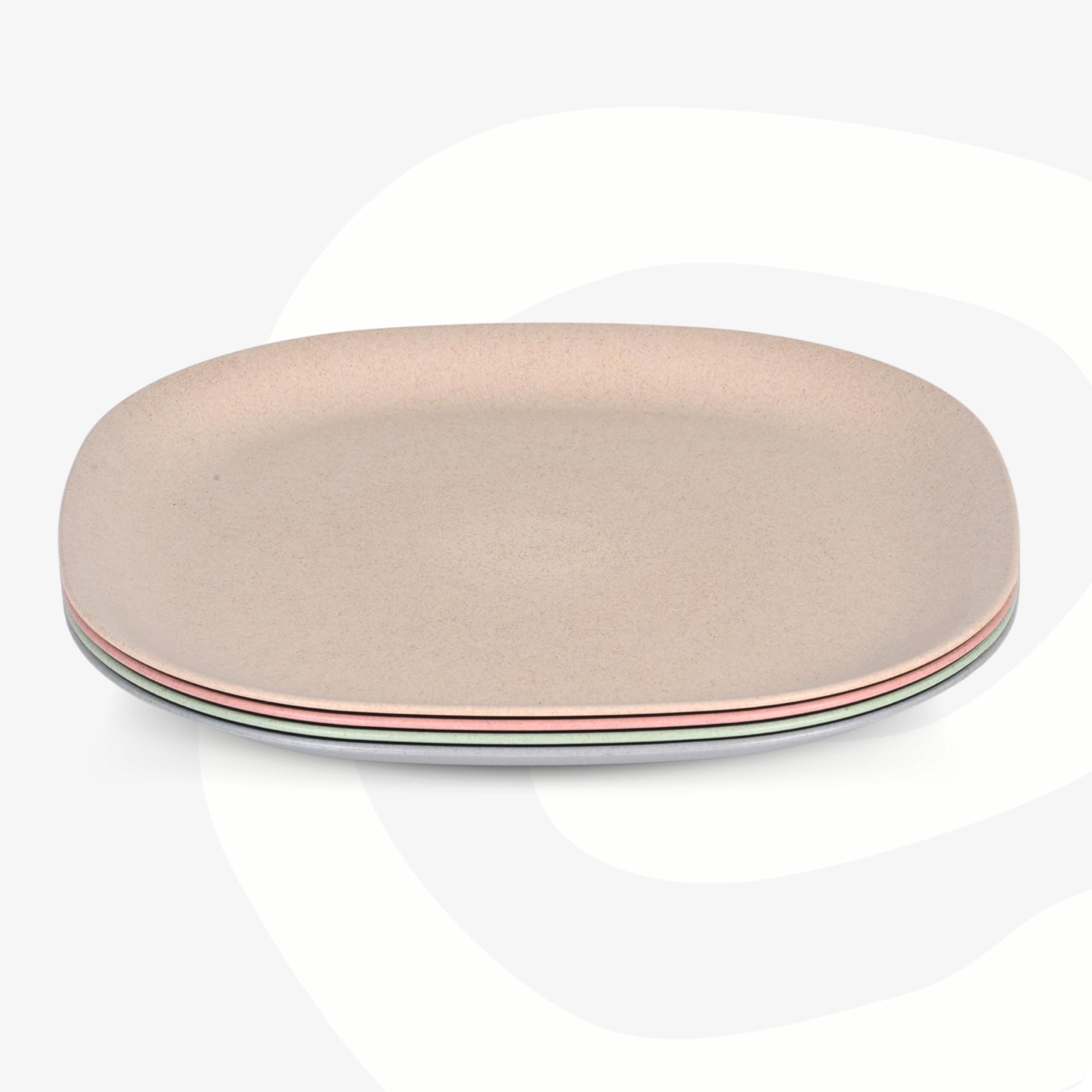 Set of 4 Earth-Friendly Square Dinner Plates |11 inch | Unbreakable Plates Made with Bamboo Fibers & Rice Husk Fiber | Microwave Safe Full Dinner Plates |Multicolor