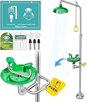 Huanyu Emergency Eyewash Station and Emergency Shower 2 in 1 Shower Wash Combination Customize Rescue Supply (1102-1)