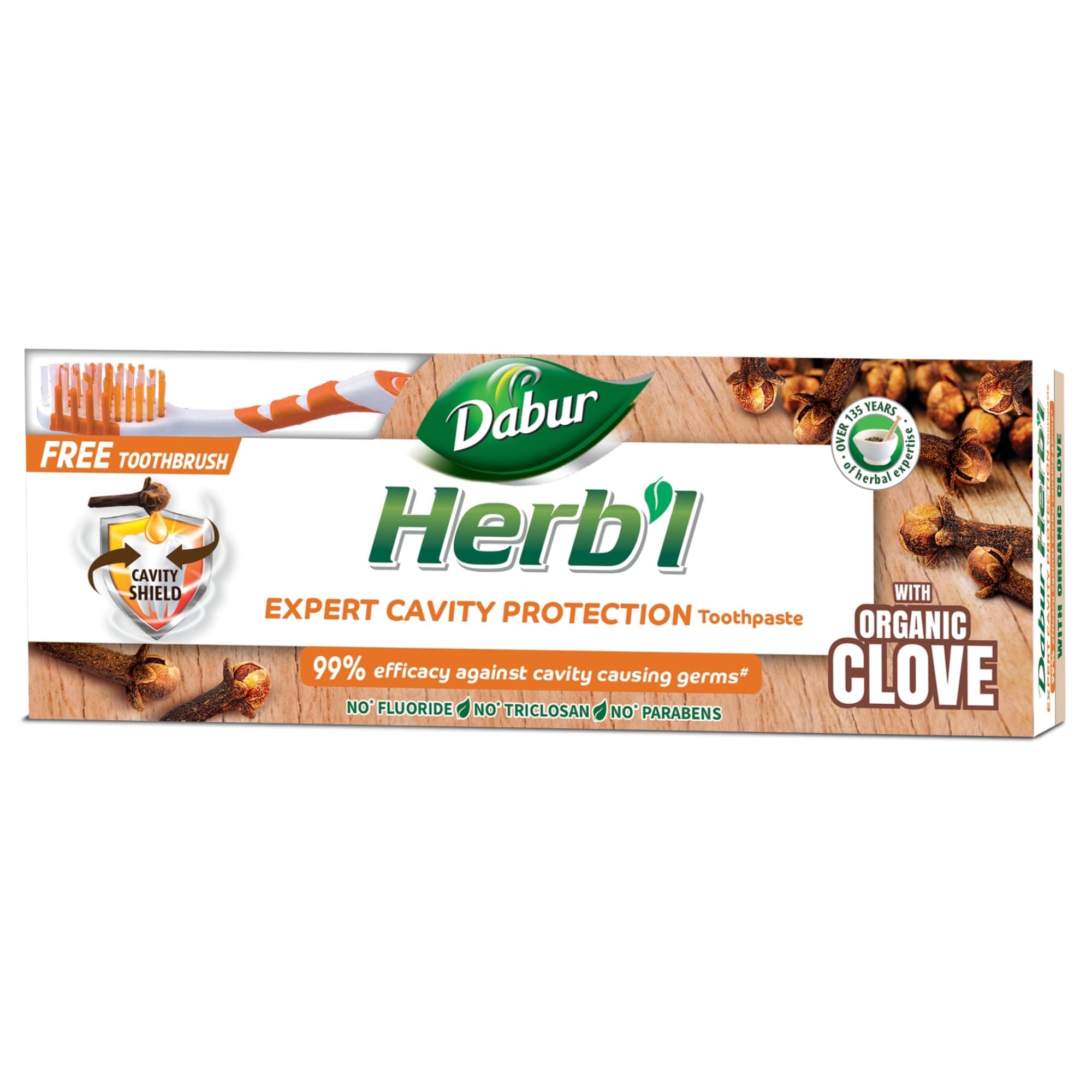 Herbal Cavity Protection Clove Toothpaste (150g + Toothbrush) | Enriched with Clove | Natural Toothpaste For Cavity Free Strong Teeth