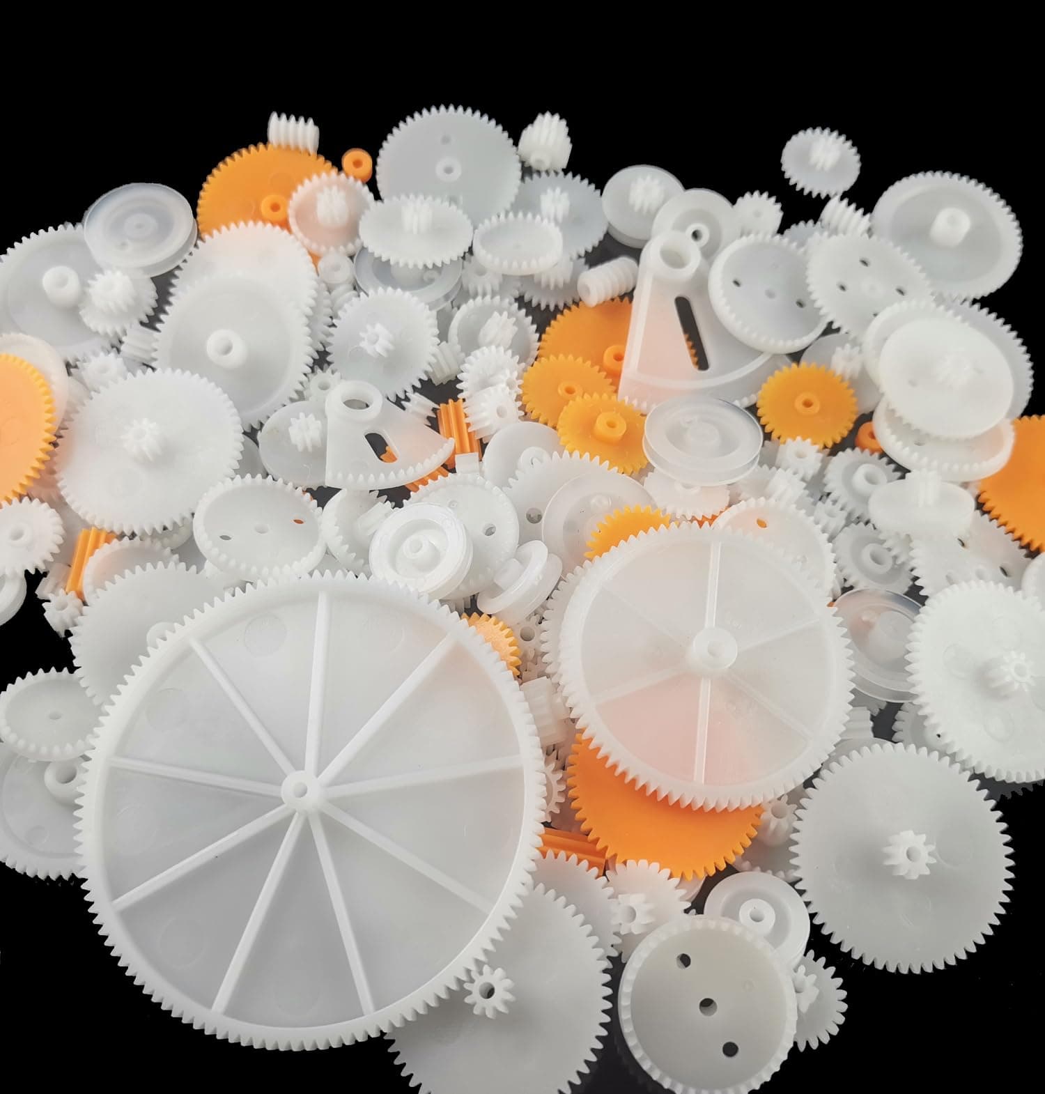 Delinx 200pcs 0.5 Mold Plastic Motor Gears Small Set Plastic Crown Gear Single Double Reduction Gear Worm Gear Electric Motor