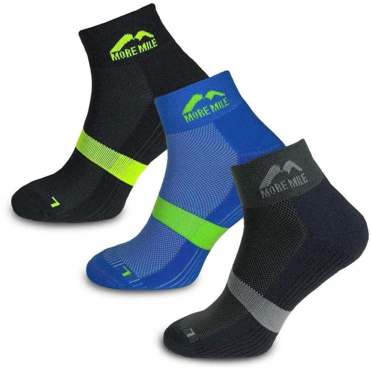 More Mile Preventer Mens Running Socks Double Layer 3 Pack Anti Blister Twin Skin