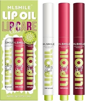 3 Colors Fat Lip Oil Click Slick,Press Lipstick Set,Moisturizing Lip Balm,High Pigment Glow Lip Oil,Long-lasting,Pigmented Vegan,Lightweight and Glossy Lip Plumper with Coconut Oil-Set A