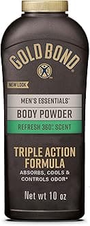 Gold Bond Men's Essentials Talc Free Body Powder, 10 oz., Refresh 360 Scent, Body Powder for Men, Wetness Protection
