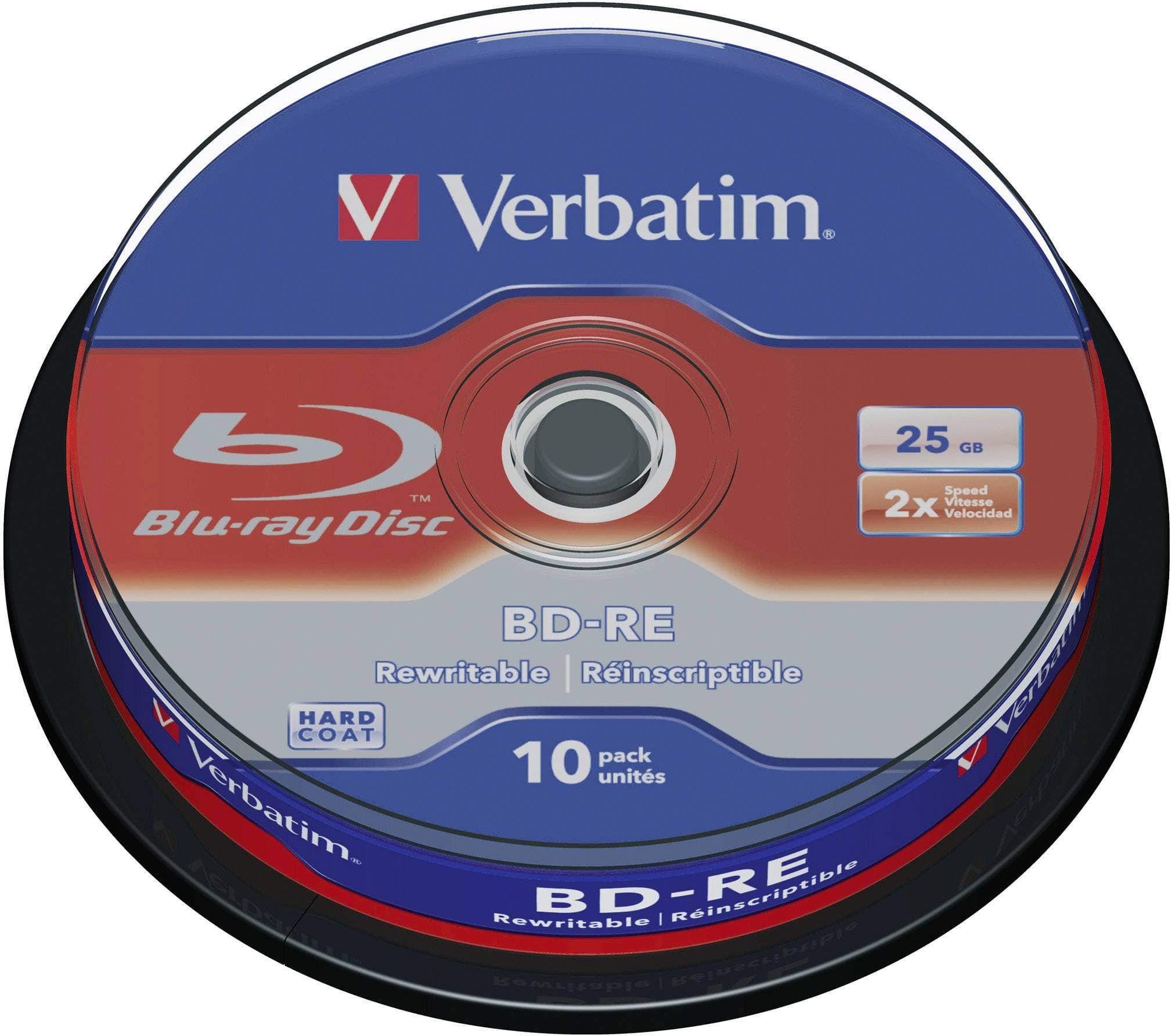 VERBATIM BD-RE Single Layer Blu-ray Rohlinge 25 GB I Blu-ray-Disc mit 2-facher Schreibgeschwindigkeit I mit Kratzschutz I 10er-Pack Spindel I Blu-ray-Disks für Video- und Audiodateien