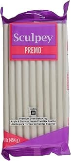 Sculpey Premo Polymer Oven-Bake Clay, Pearl, Non Toxic, 1 lb. bar, Great for jewelry making, holiday, DIY, mixed media and home décor projects. Premium clay Great for clayers and artists.