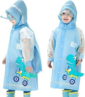 Fewlby Kids Raincoats For Girls Boys Waterproof Rain Jacket Cartoon Dinosaur Children Toddler Rain Wear Children Rain Poncho M Size 3-4 Years