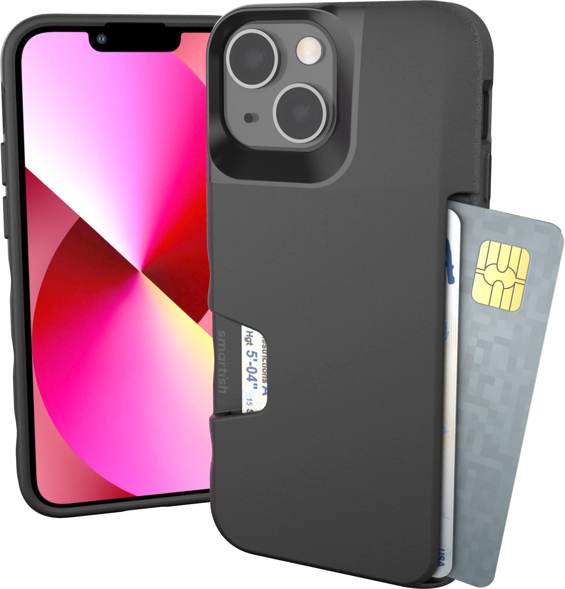 iPhone 13 mini Wallet Case - Wallet Slayer Vol. 1 [Slim + Protective] Credit Card Holder - Drop Tested Hidden Credit Card Slot Cover for Apple iPhone 13 mini - Black Tie Affair