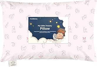 Toddler Pillow with Pillowcase - 13x18 My Little Dreamy Kids Travel Bed Pillows for Sleeping, Organic Cotton Small Pillowcase, Soft & Breathable, Machine Washable, Toddlers 2-5 (ABC Land Rose)