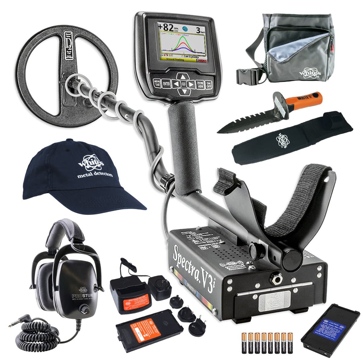 Spectra V3i Whites Metal Detector Geared UP Bundle