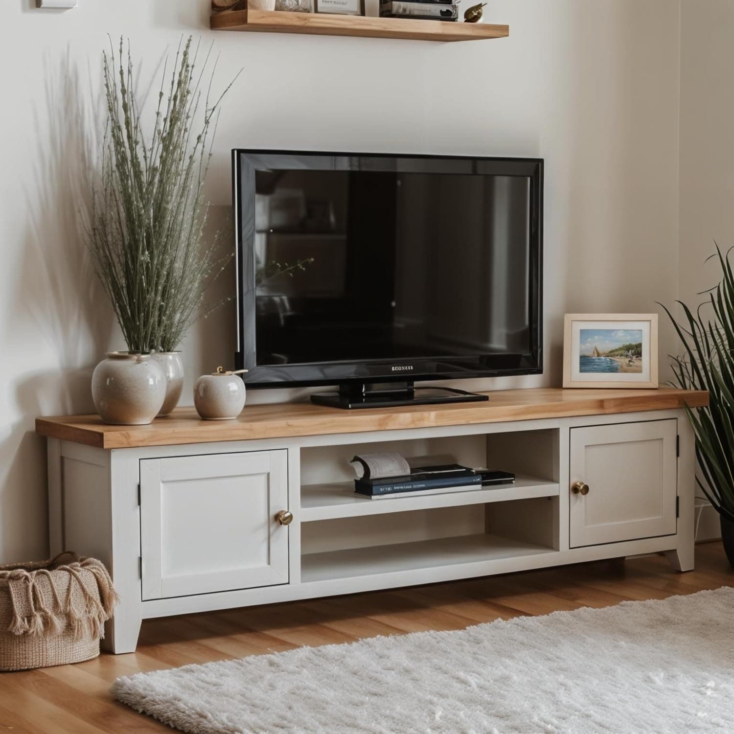 Arklow Painted Grey Oak Extra Large TV Stand for 65 Inch TV / 180cm Unit Fully Assembled