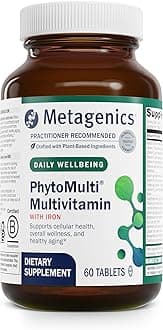 Metagenics PhytoMulti with Iron - Daily Multivitamin for Men & Women with Phytonutrients* - Methylfolate, Vitamins A‑K, Zinc & B6 - Iron Bisglycinate 18 mg - Non‑GMO, Gluten‑Free - 60 Tablets