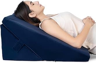 FOVERA Wedge Pillow for Back Support, Adjustable Memory Foam Bed Wedge Pillow for Sleeping, Acid Reflux, GERD, Snoring, Pregnancy, Post-Surgical Recovery (Velvet Navy Blue, XL - 24x24x12 Inch)