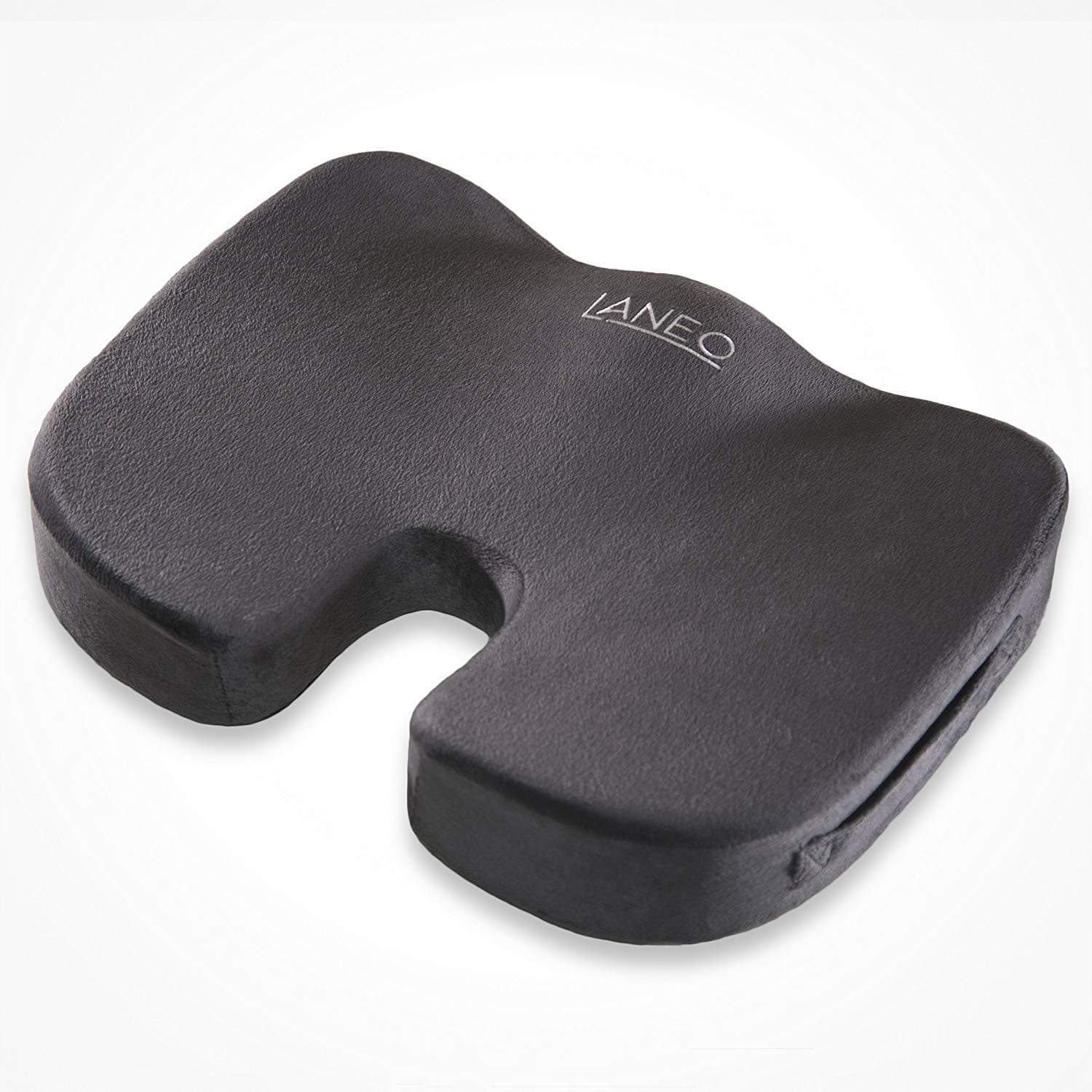 Laneo Back Support Seat Cushion - Coccyx Cushion for Sciatica, Back Pain Relief & Tailbone Pain Great for Office Chair, Sitting on The Floor & Car Driver Seat (Gray)