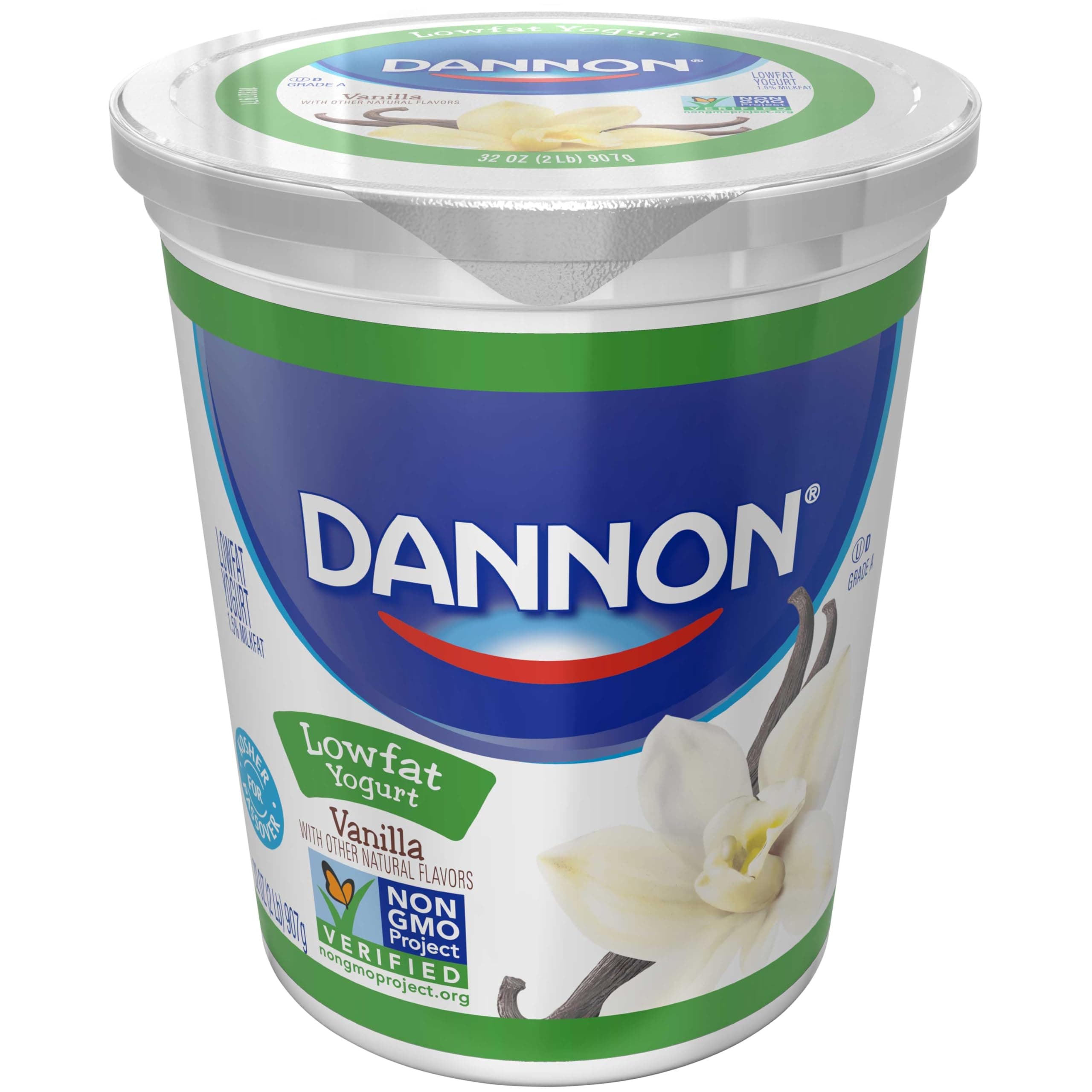 Dannon All Natural Quart Vanilla Lowfat Yogurt, 32 Ounce -- 6 per case.