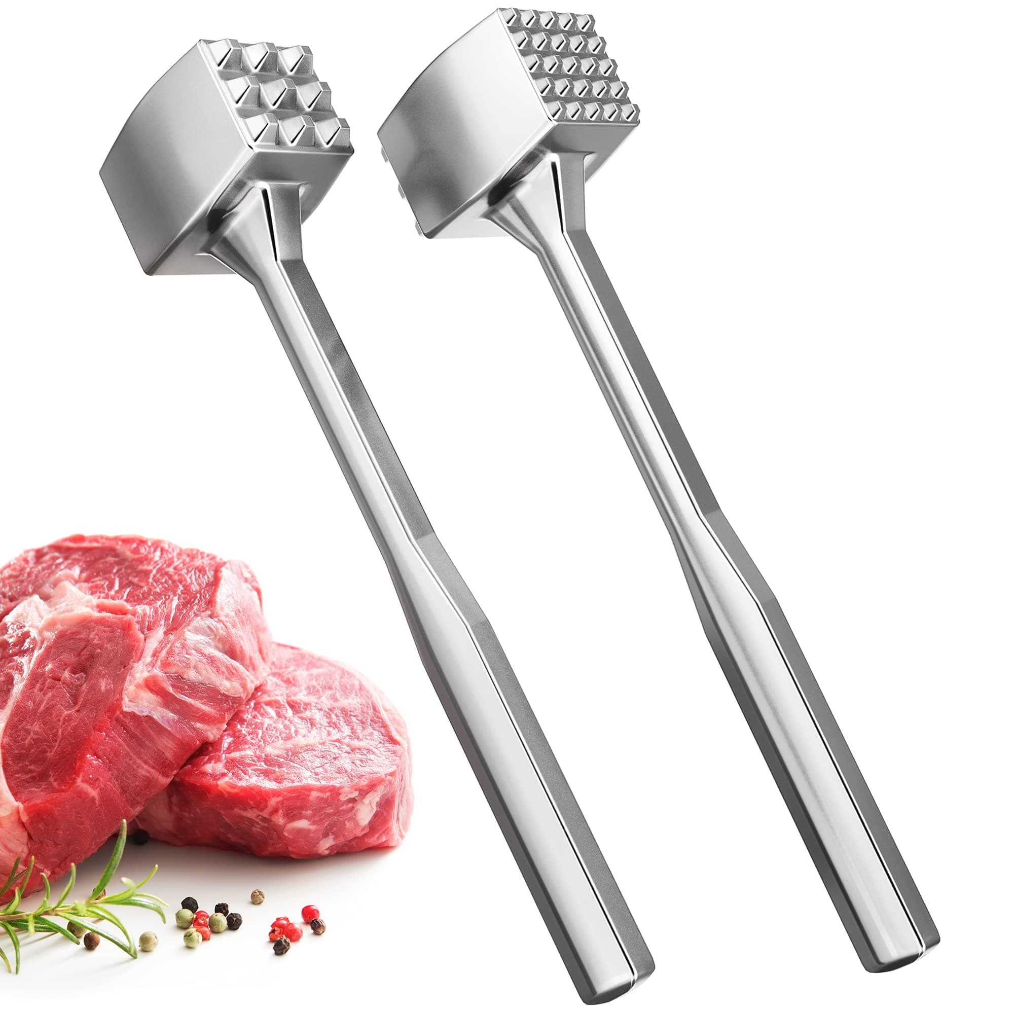 Meat Tenderizer 1 pcs Aluminium Mallet Dual-Sided - Tenderizer Tool Kitchen Pounder - Home Hammer for Tenderizing Ice Steak Stainless Veal & Chicken Safe Beater 1309479