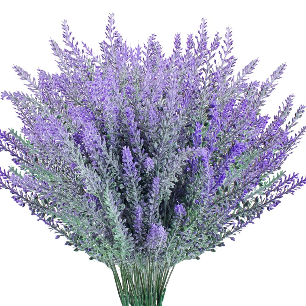 AILANDA 6PCS Artificial Flowers Lavender Bundle Fake Plants for Spring Floral Arrangement Easter Table Decor Indoor Outdoor Home Wedding Bouquet Garden Lavender Wreath Farmhouse Door Basket Decor