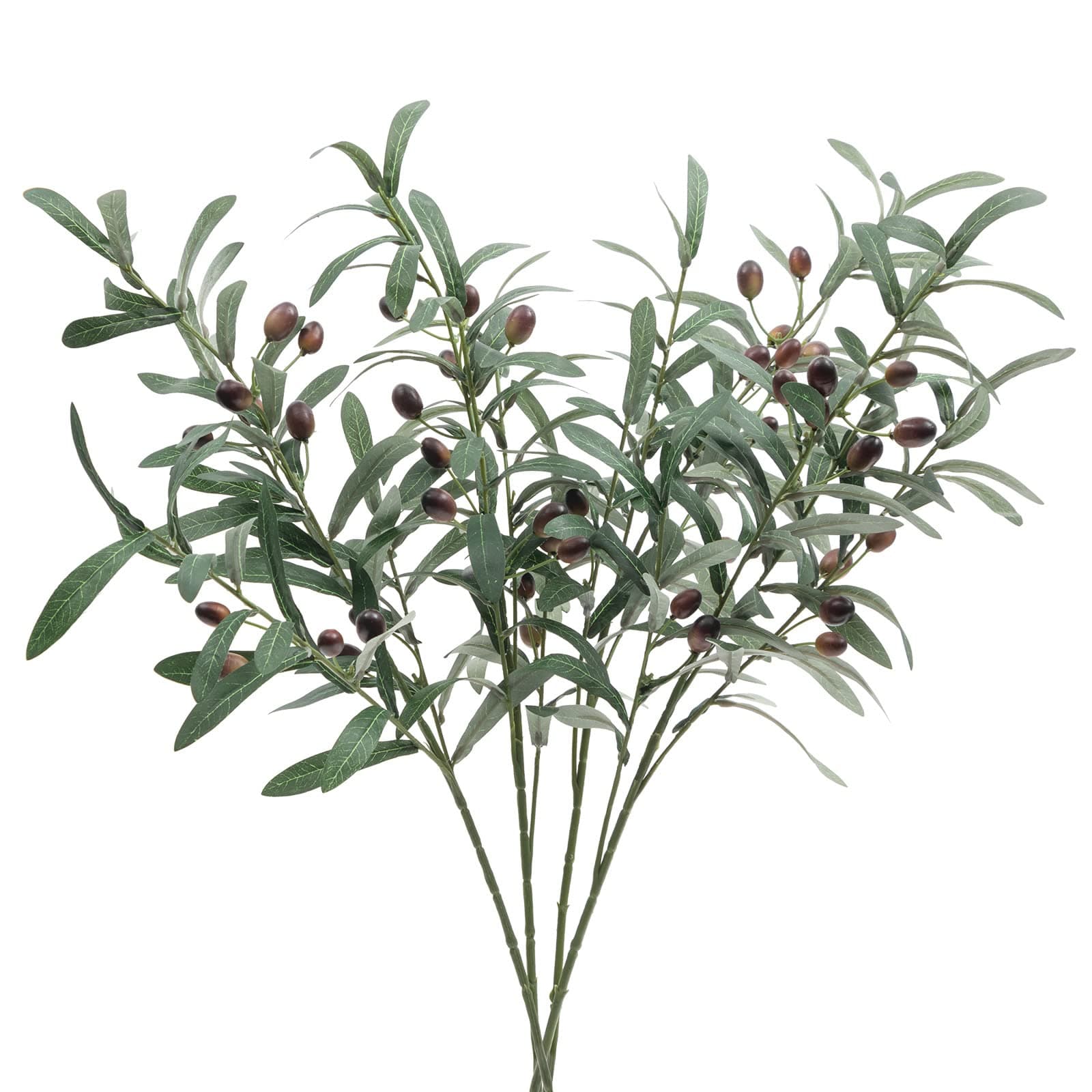SHACOS 4 PCS 28 inch Artificial Olive Branches Greenery Stems for Vases Olive Stems with Olives Faux Olive Tree Branch for Home Wedding Shop Office Garden Decor DIY Floral Crafts