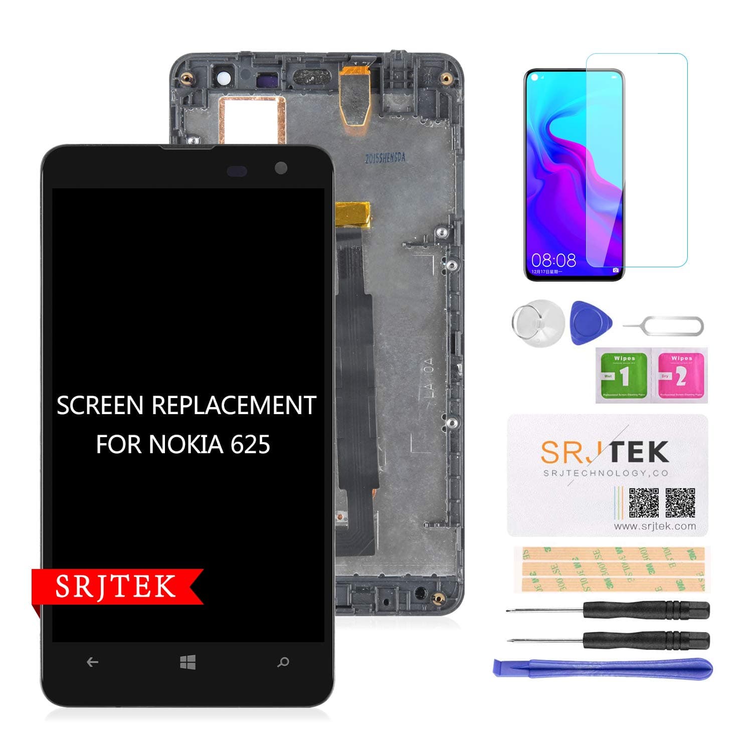 Screen Replacement for Nokia Lumia 625 LCD Display Touch Digitizer Frame Panel Full Assembly Black