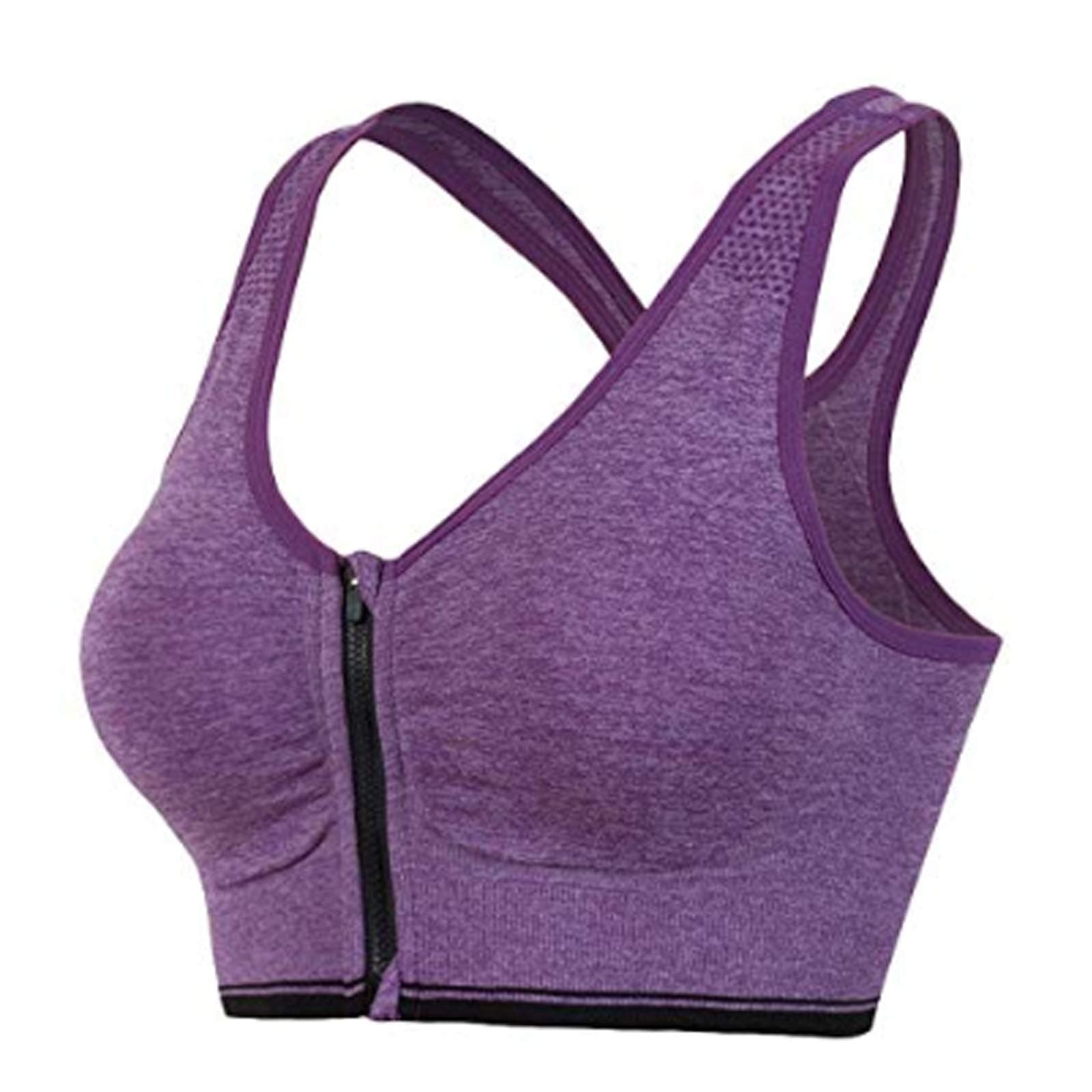 Women's Bra Front Open Zip Bra Soft Padded Soft Bra for Gym, Yoga, Sports - Select Color
