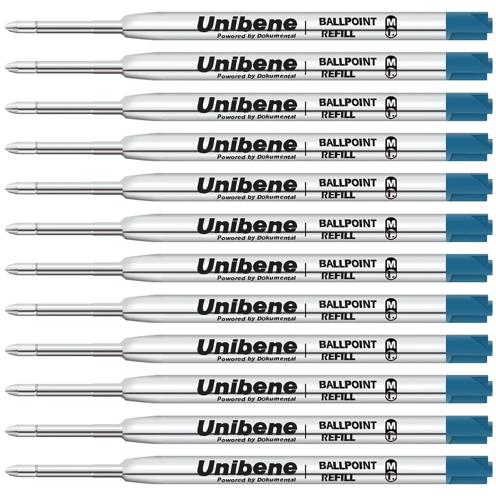 Unibene Parker Compatible Ballpoint Refills 12 Pack,1.0mm Medium Point-Blue, Smooth Writing Replaceable German Ink Tactical Pen Refills for Parker Ballpoint/UZI Pen