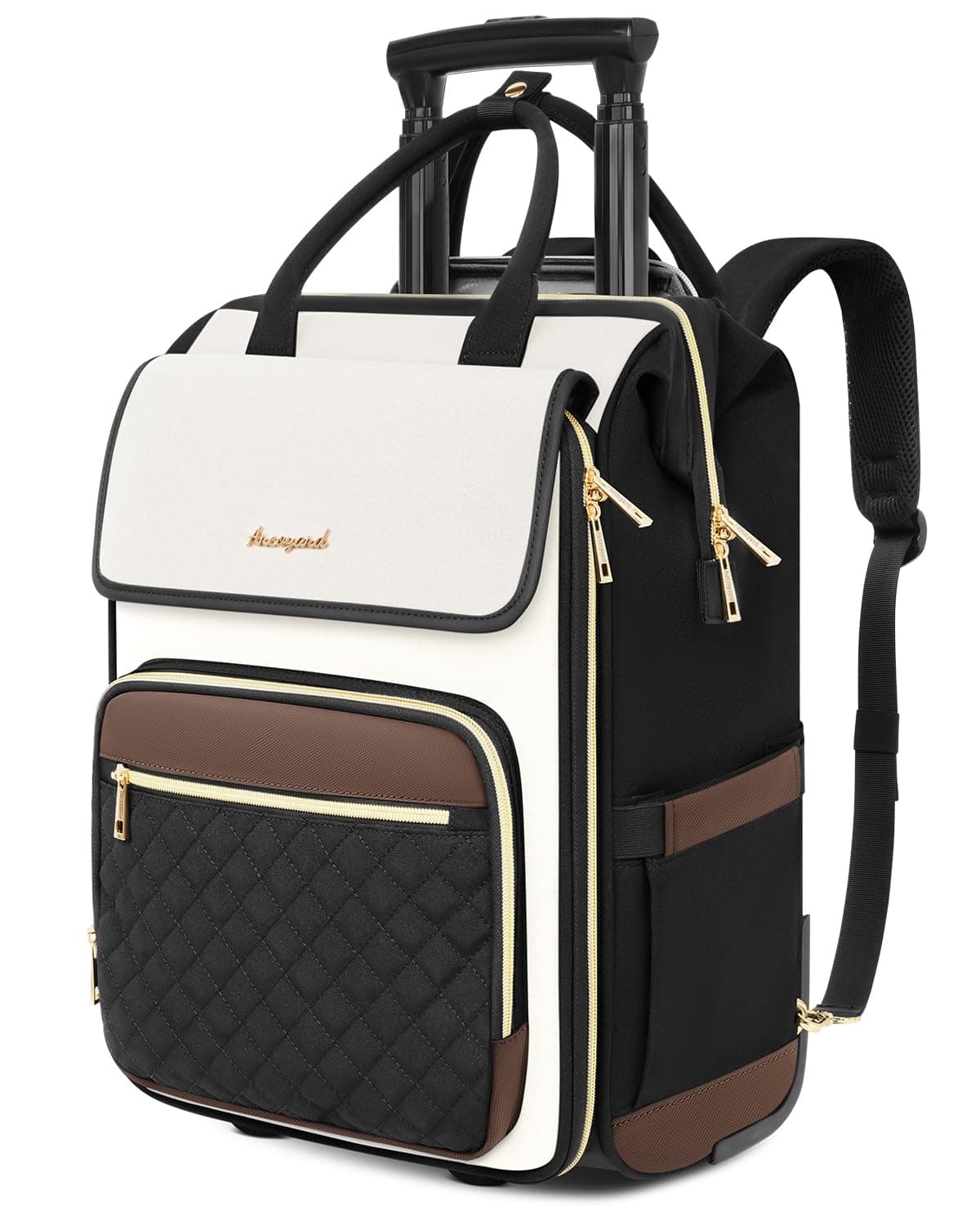 Rolling Backpack for Women, Travel Rolling Laptop Backpack with Wheels