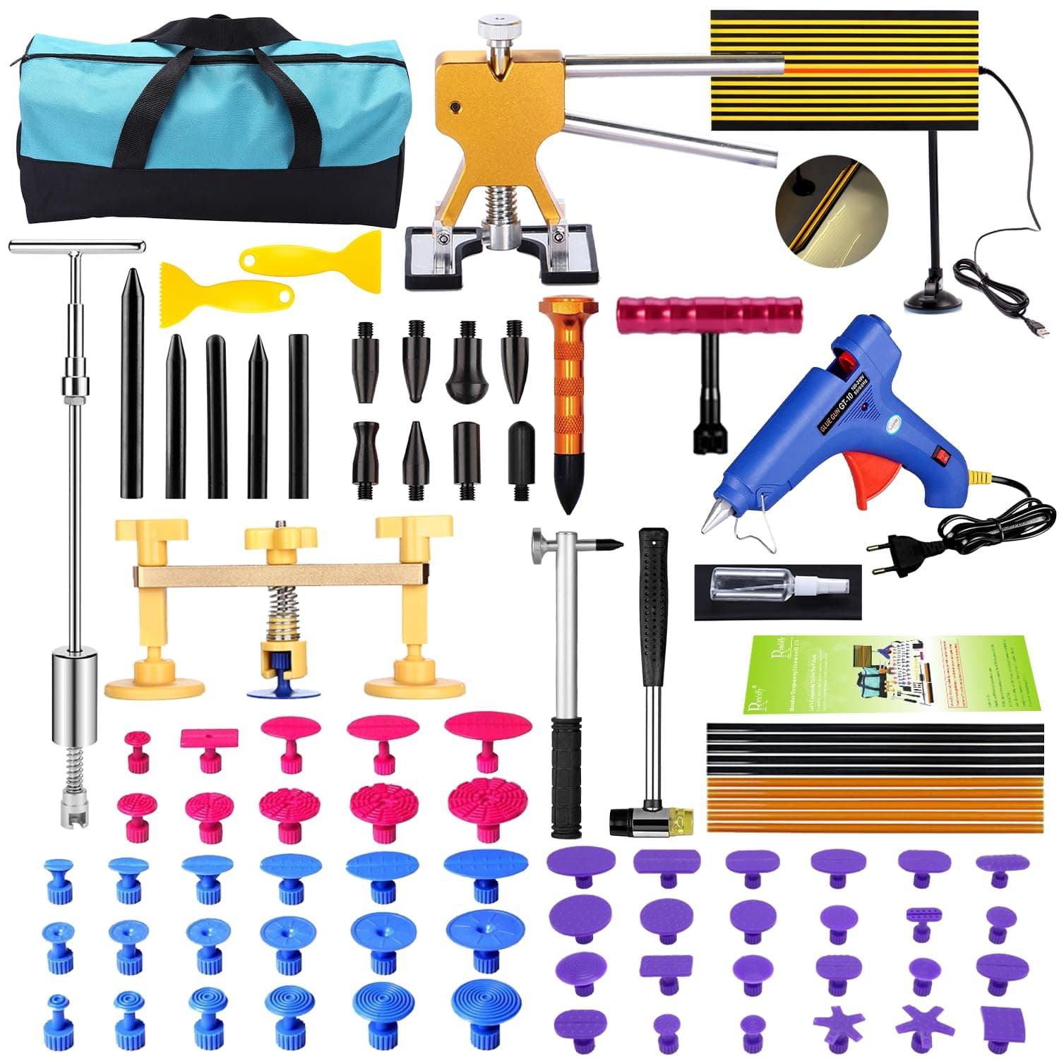- GLISTON DIY Paintless Dent Repair Kit 89pcs Dent Puller Tools Slide Hammer for Car Hail Damage Dent & Ding Remover