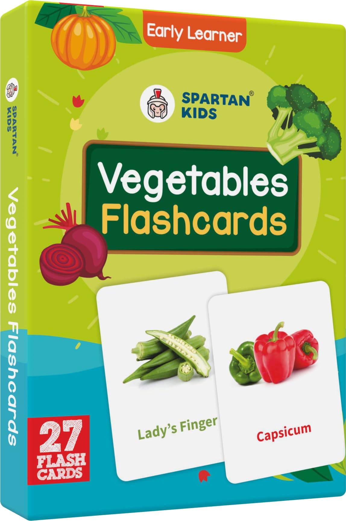 SPARTAN KIDS Vegetables Creative_Thinking Flash Cards for Kids | 27 Early Learning Flash Cards Easy & Fun Way of Learning 1 Year to 6 Years Babies