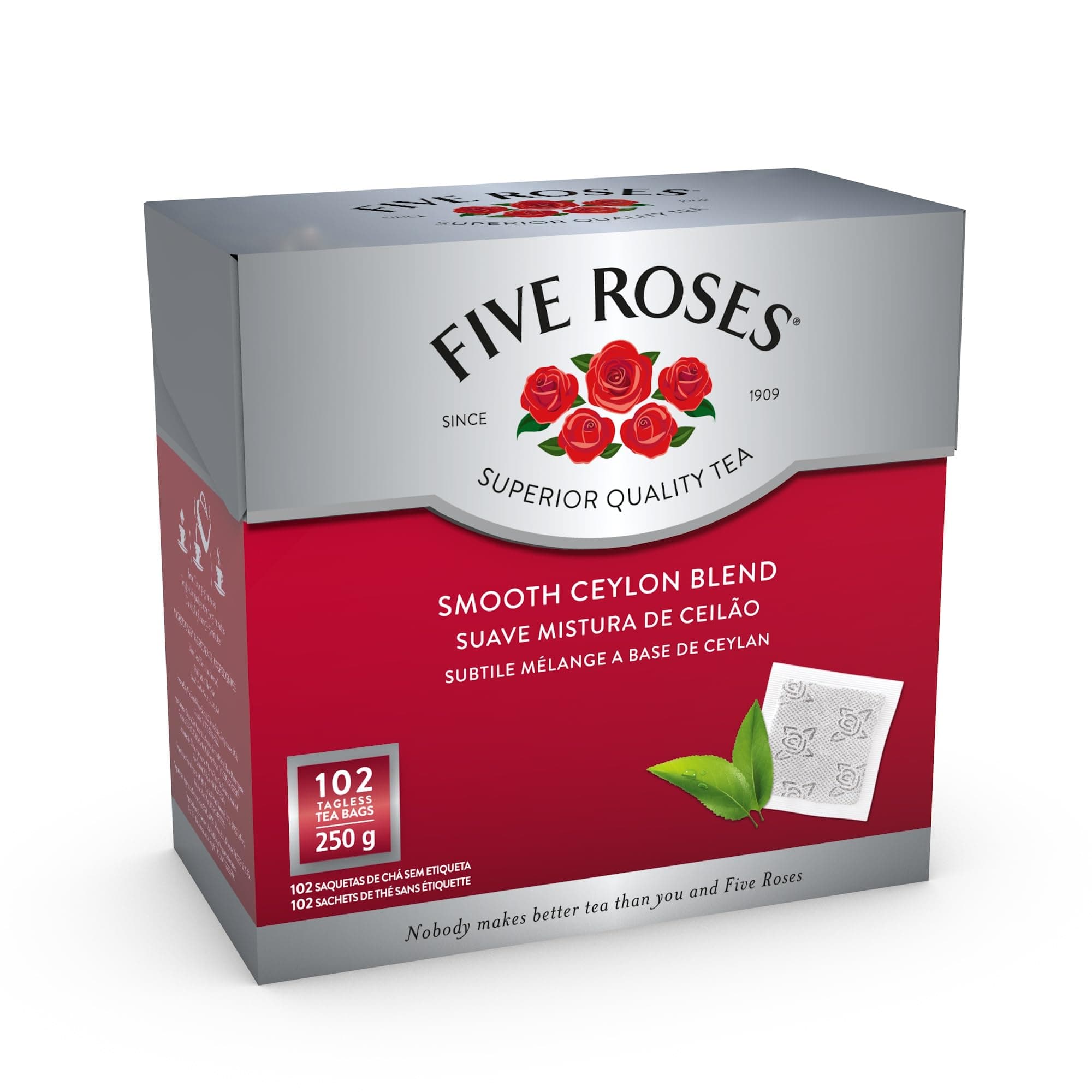 Five Roses Ceylon - 100 Tagless Teabags, (Pack of 3)