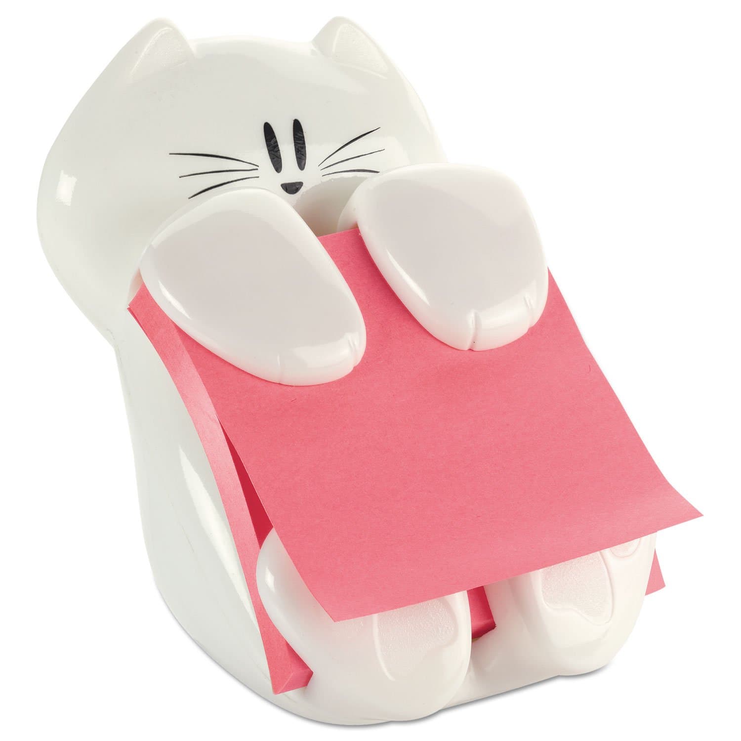 Post-it Z-Note Dispenser with Cat Design Fun Sticky Notes Dispenser Incl. 1 Pad Of Super Sticky Z-notes in Poppy Colour (Pink), 76 mm x 76 mm
