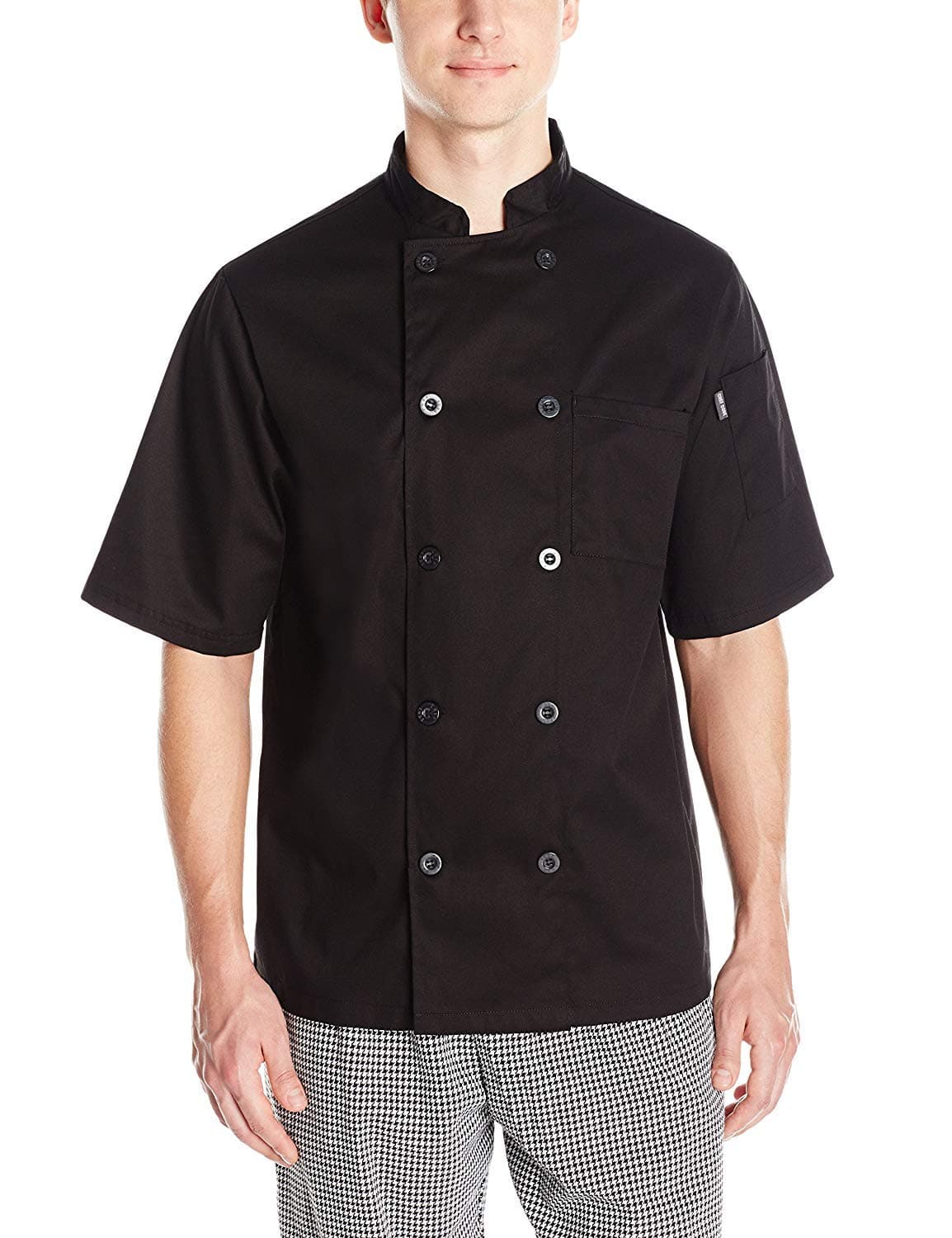 Chef CodeMen's Short Sleeve Unisex Classic Chef Coat, black