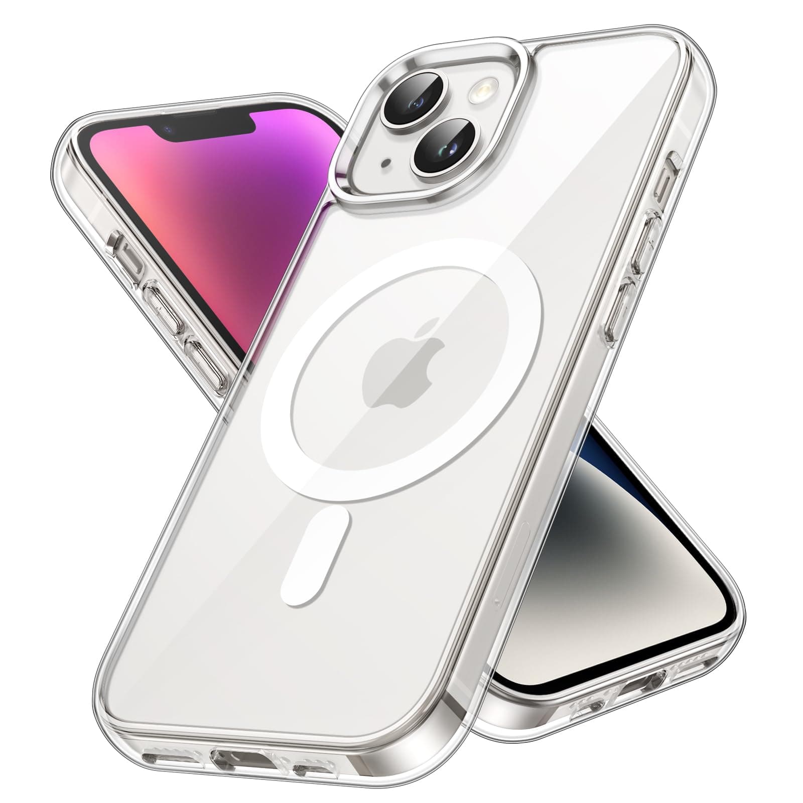 – JETech Magnetic Case for iPhone 14 6.1-Inch Compatible with MagSafe Wireless Charging, Shockproof Phone Bumper Cover, Anti-Scratch Clear Back (Clear)