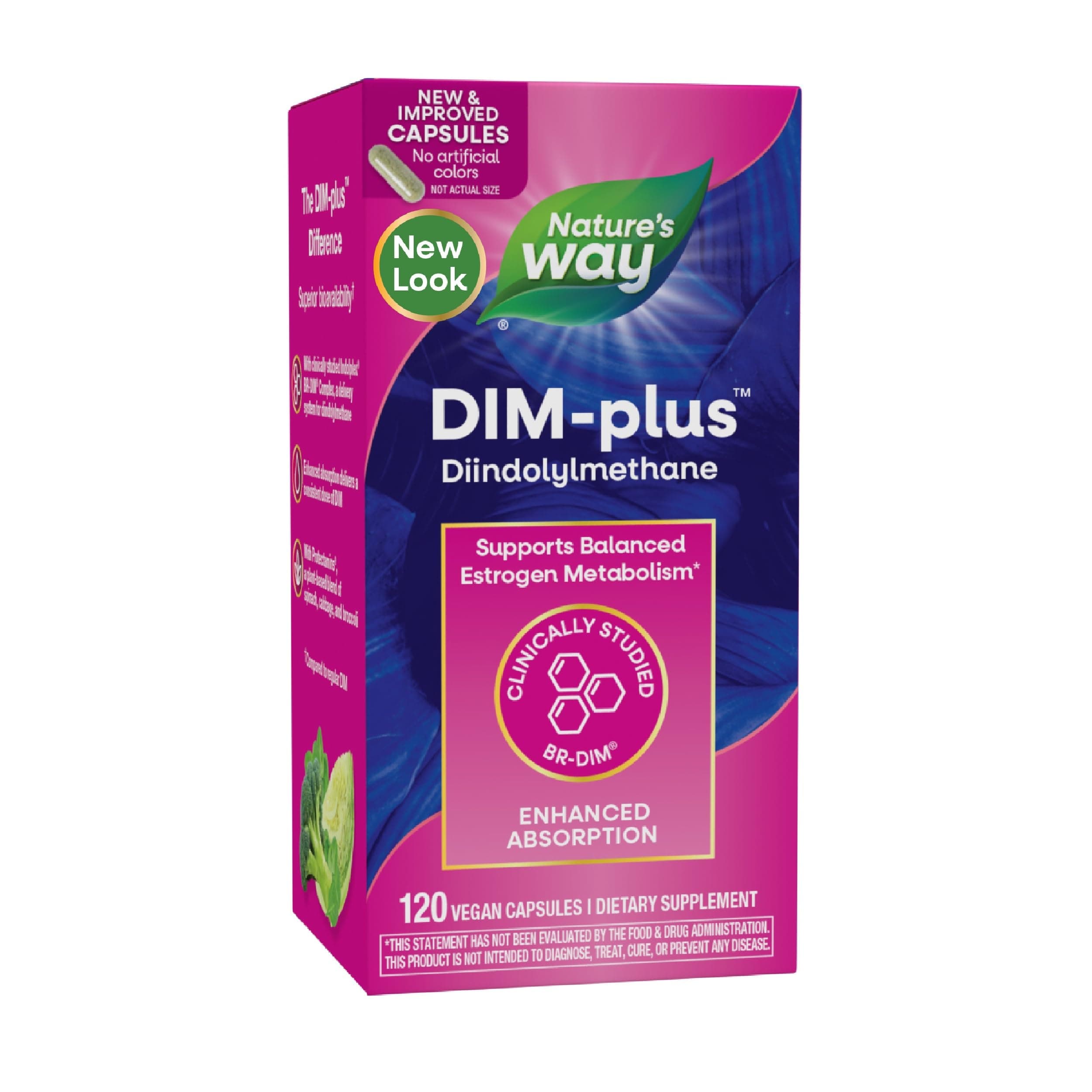 Nature's Way DIM-Plus Supplement, Diindolylmethane, 120 Capsules, (Packaging May Vary)