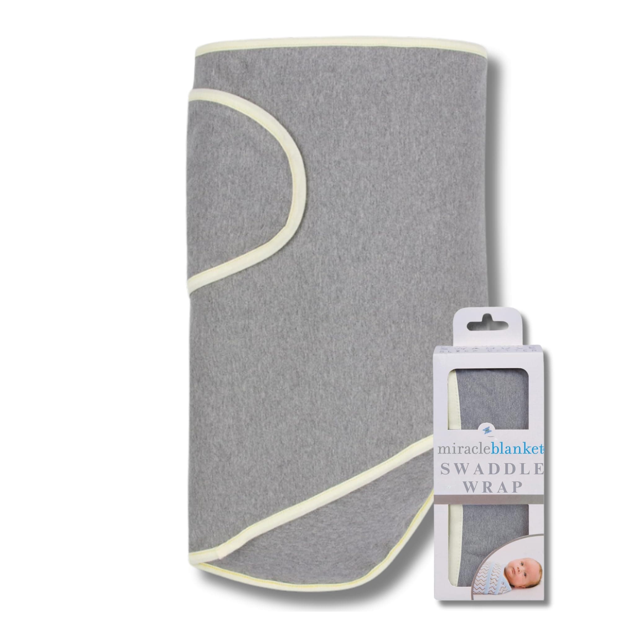 Swaddle Wrap – Help Your Newborn Sleep Longer – Soft & Secure Sleep Sack for Infants – Easy-to-Use Swaddling Blanket for a Calm Baby (Grey with Yellow Trim)
