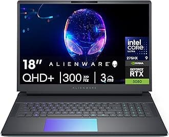 Alienware 18-inch Area-51 Gaming Laptop - GeForce RTX 5080 16GB GDDR7 18" QHD+ 300Hz Intel Ultra 9 275HX AlienFX RGB Lighting Wi-Fi 7 Ai NPU Quad Fan Cooling, Win 11PRO(64GB DDR5, 8TB SSD)