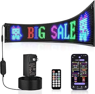 KJOY Large Bright LED Sign,37''x8'' Flexible 12V Multi Ttask Loop Playback LED Store Sign, Bluetooth App Control Custom Text Pattern Animation Scrolling LED Sign Programmable for Store Hotel School